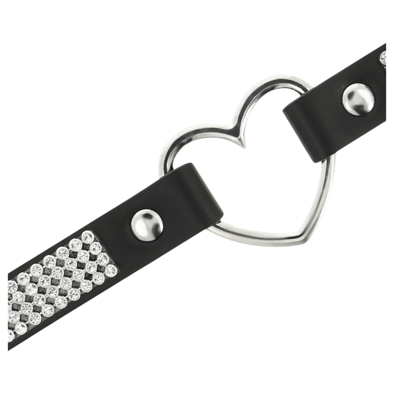 Coquette - strasszos choker nyakpánt szív medállal (fekete)