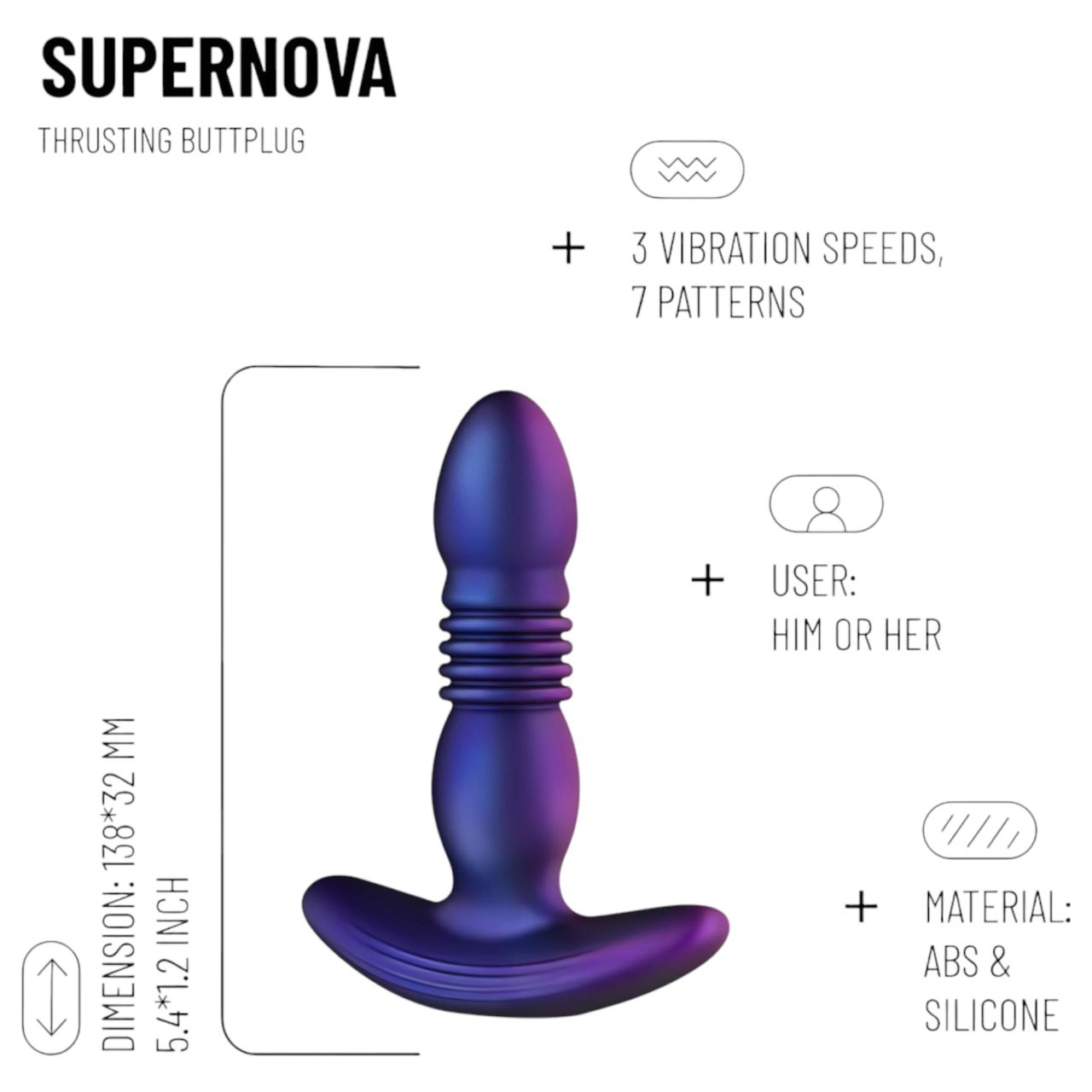 Hueman Supernova - lökő anál vibrátor (lila)