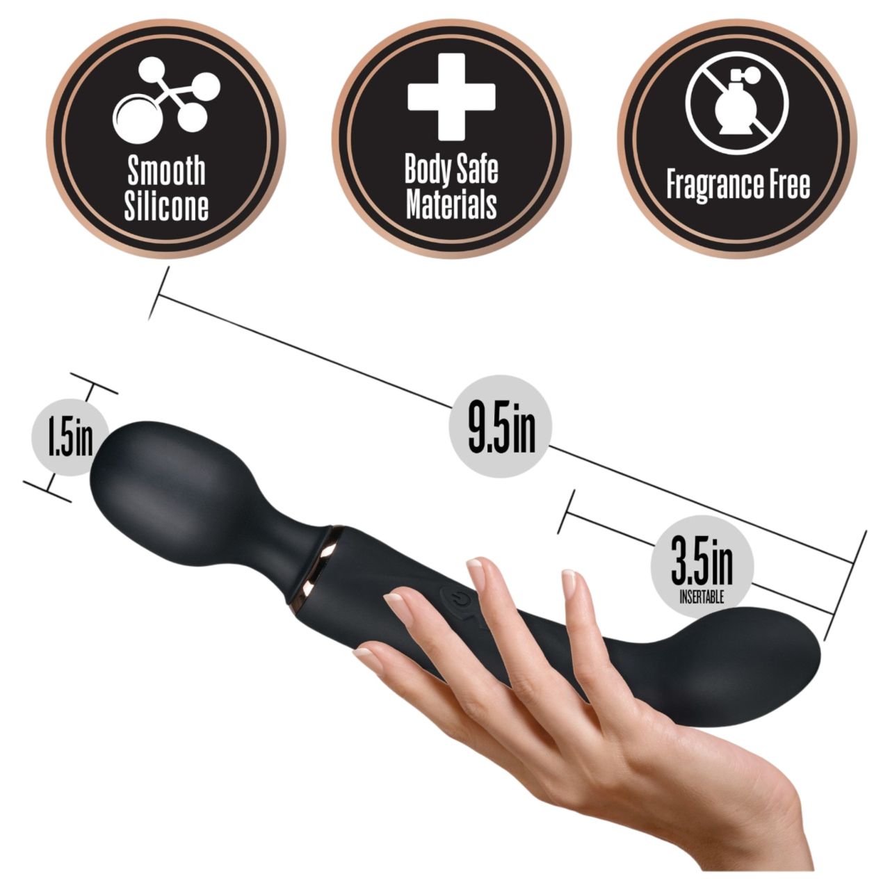 Blush Lush - 2 az 1-ben wand és G-pont vibrátor (fekete) Blush Lush - 2 az 1-ben wand és G-pont vibrátor (fekete)