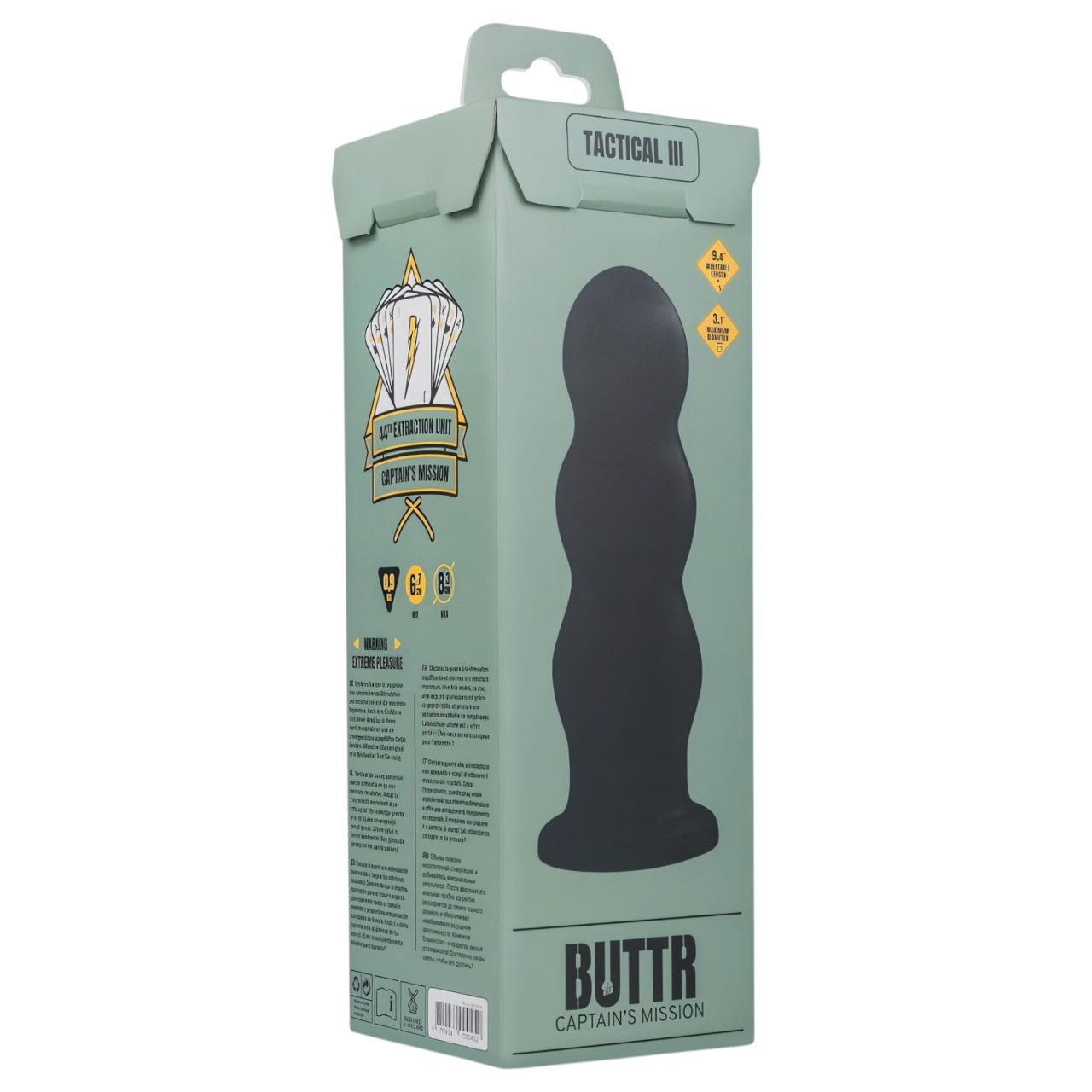 BUTTR Tactical III - tapadókorongos dildó (fekete)