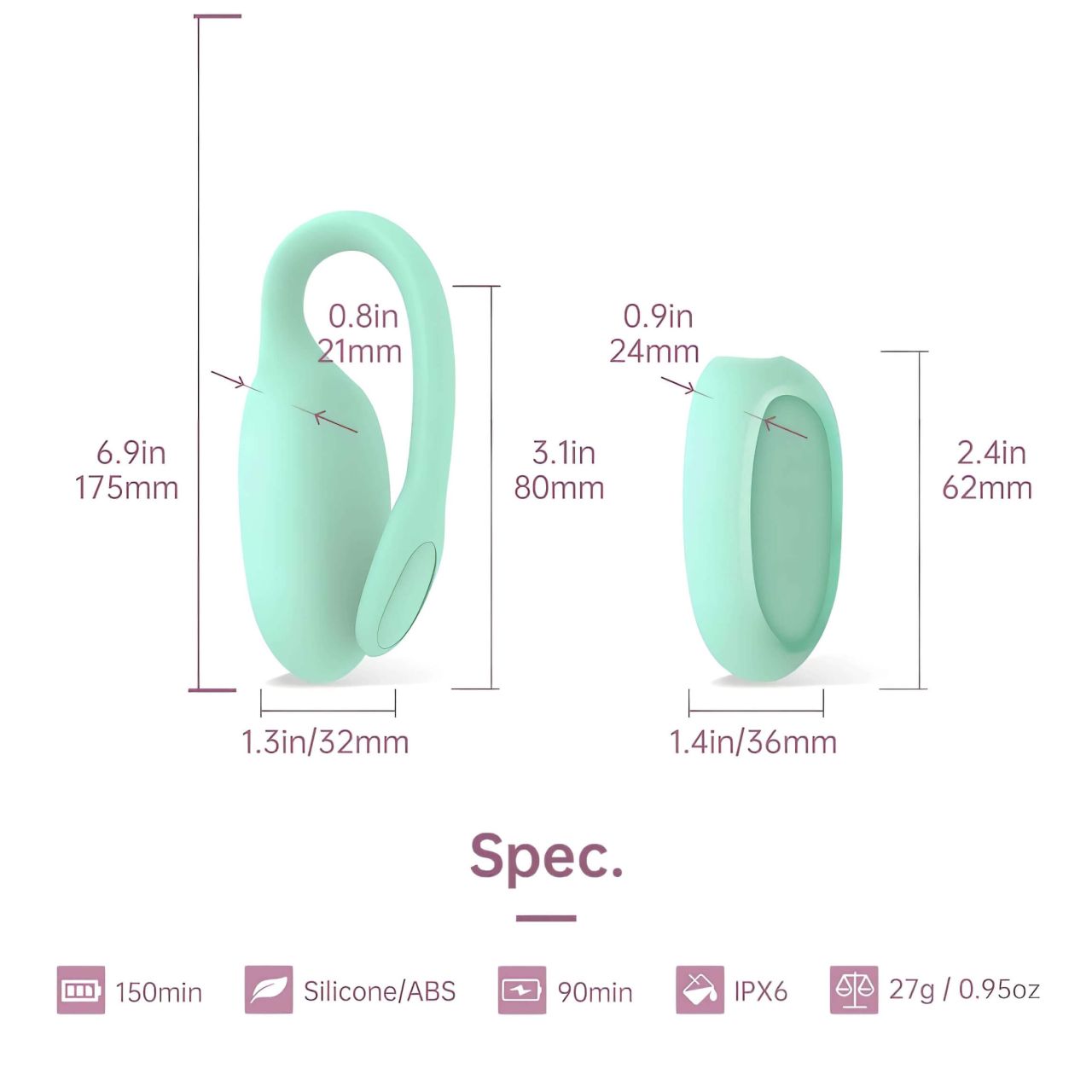 Magic Motion FitCute - App-vezérelt vibrációs gésagolyó (menta)