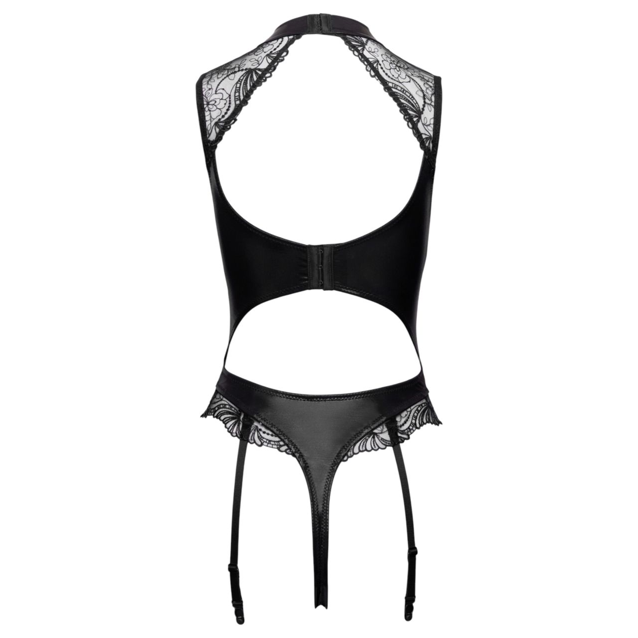 Cottelli - harisnyatartós, lépésnél nyitott body (fekete) Cottelli - harisnyatartós, lépésnél nyitott body (fekete)