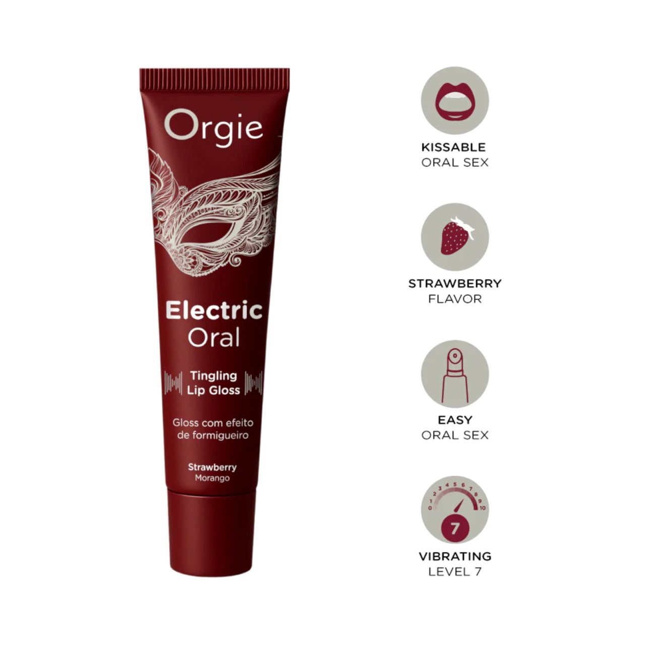 Orgie Electric Oral - bizsergető hatású ajakfény - eper (10 ml)