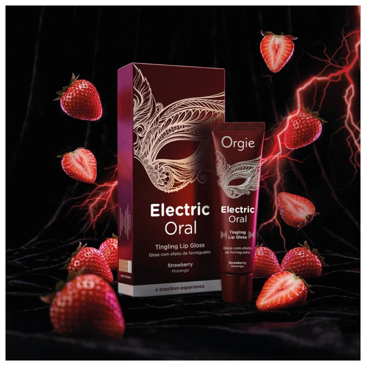 Orgie Electric Oral - bizsergető hatású ajakfény - eper (10 ml)