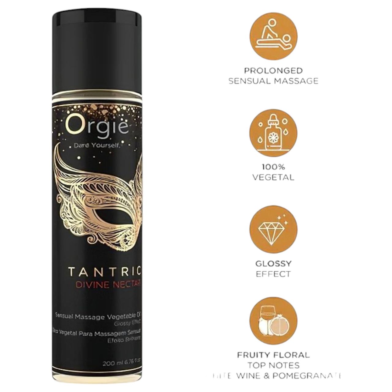 Orgie Tantric Nectar - érzéki masszázsolaj (200 ml)