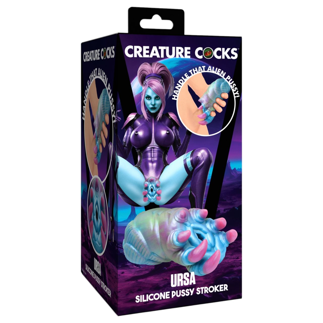 Creature Cocks Ursa - szilikon alien műpunci (kék-pink)