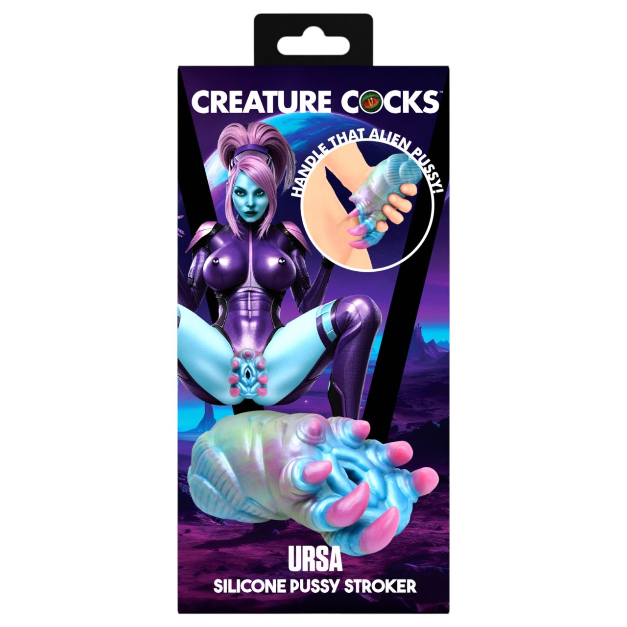 Creature Cocks Ursa - szilikon alien műpunci (kék-pink)