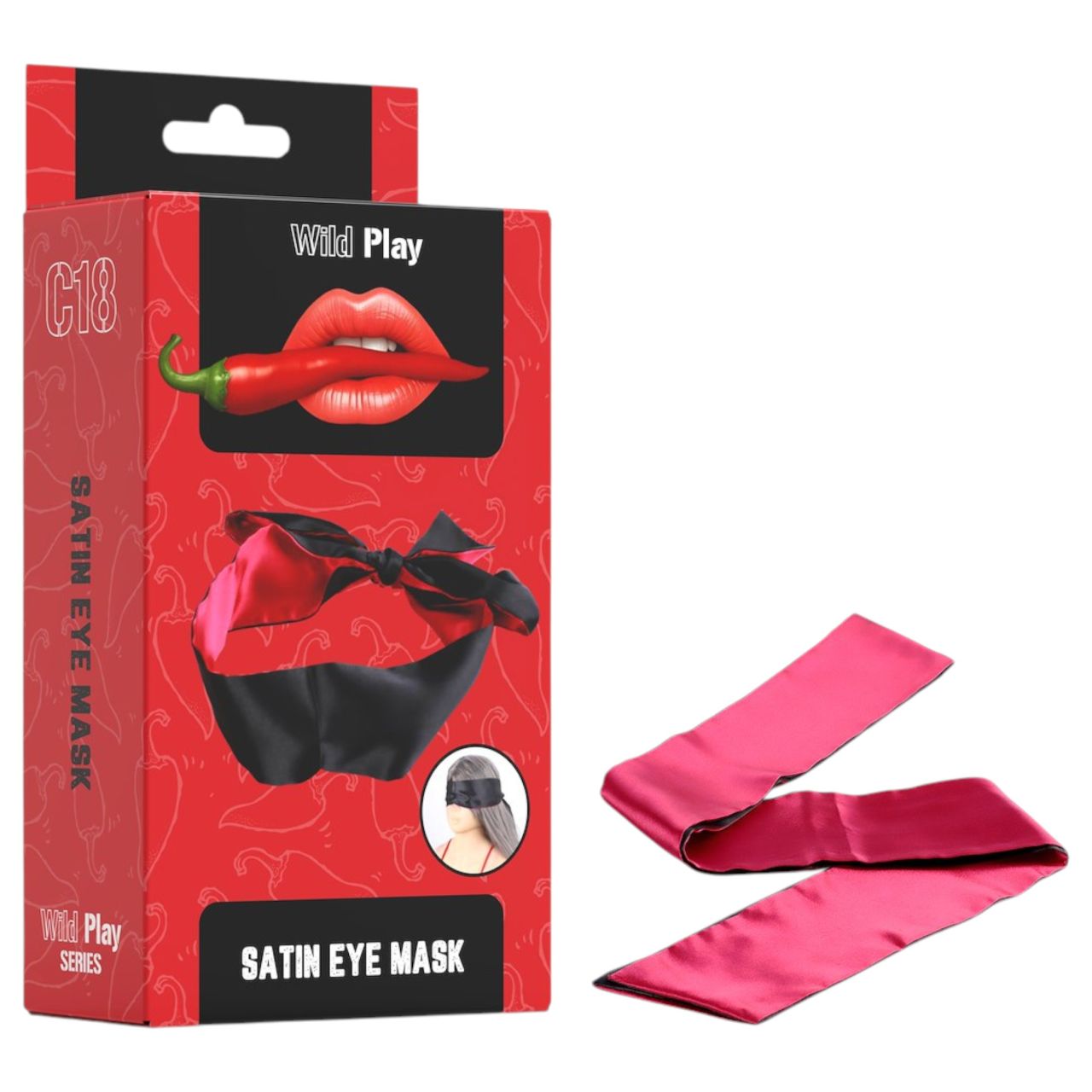 Wild Play - szatén szemkötő (fekete-pink)