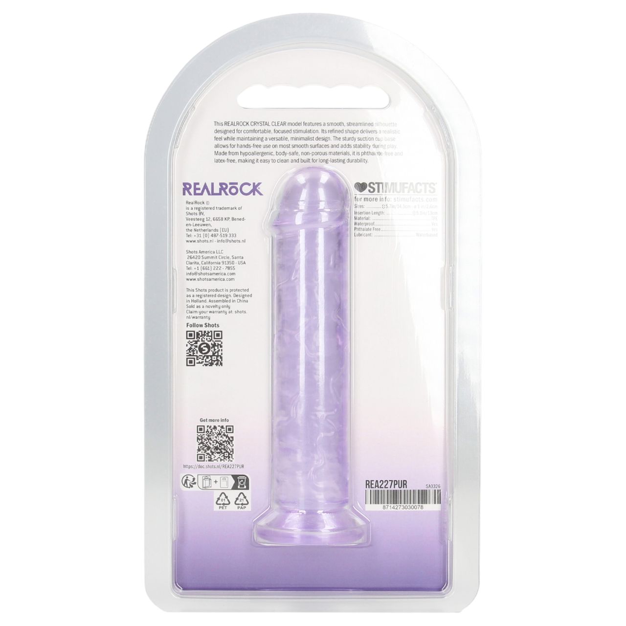 RealRock - élethű dildó tapadókoronggal (lila) - 12,7 cm