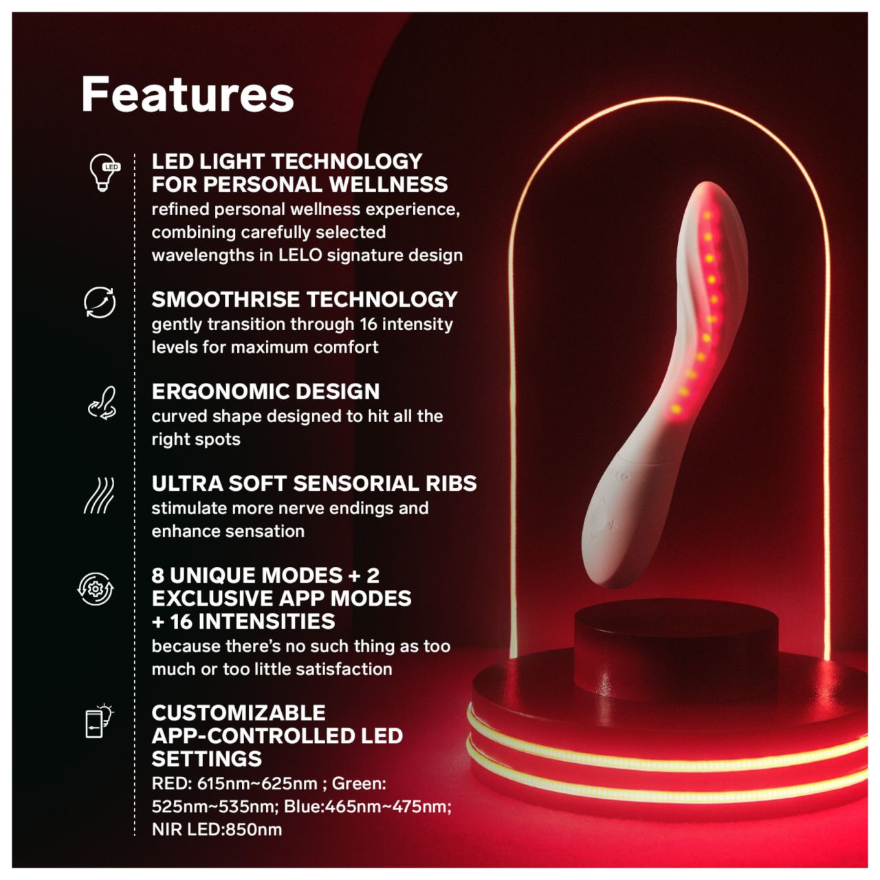 LELO Mona Spectra - okos G-pont vibrátor LED-fénnyel (fehér) LELO Mona Spectra - okos G-pont vibrátor LED-fénnyel (fehér)