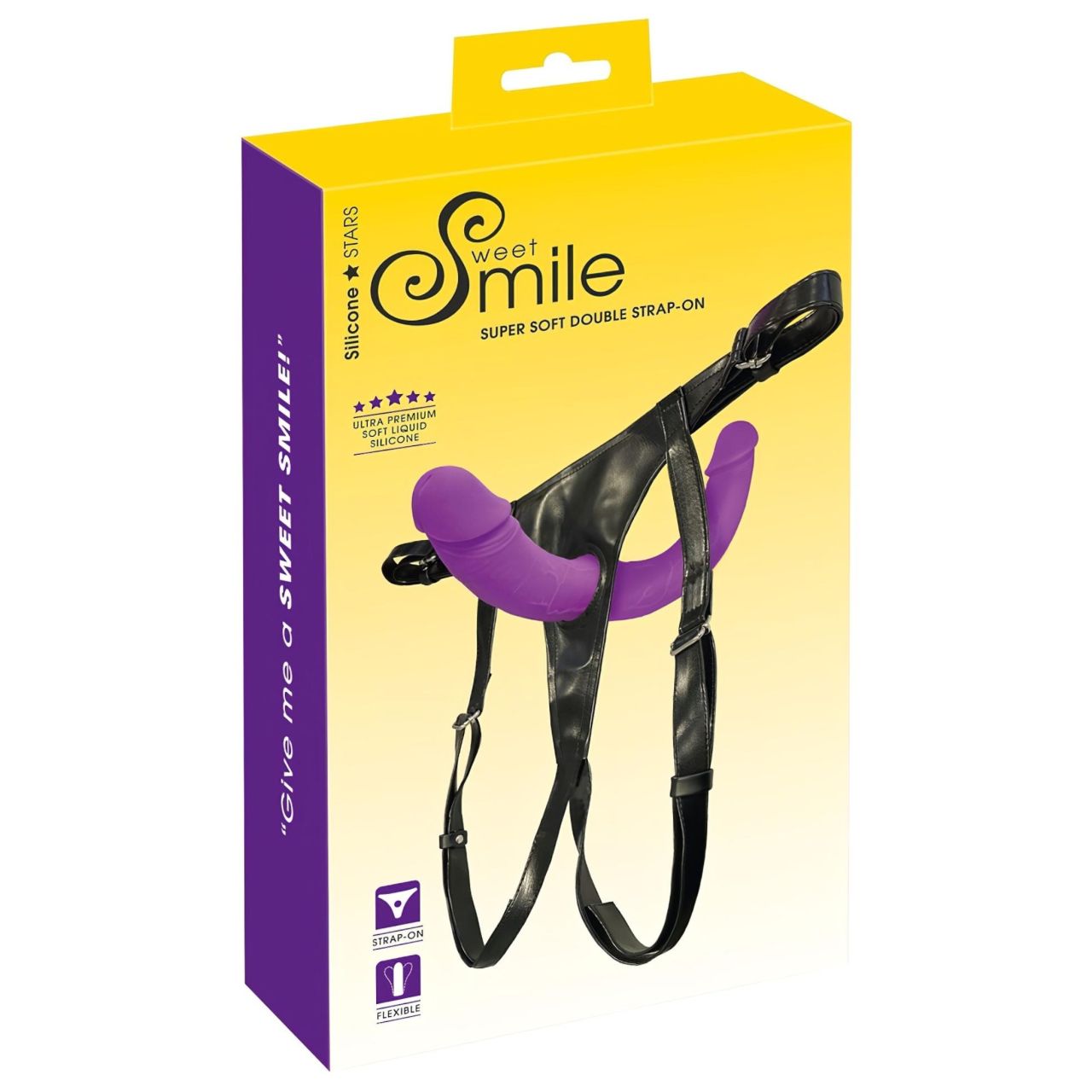 SMILE - felcsatolható dupla dildó alsóval (lila-fekete)