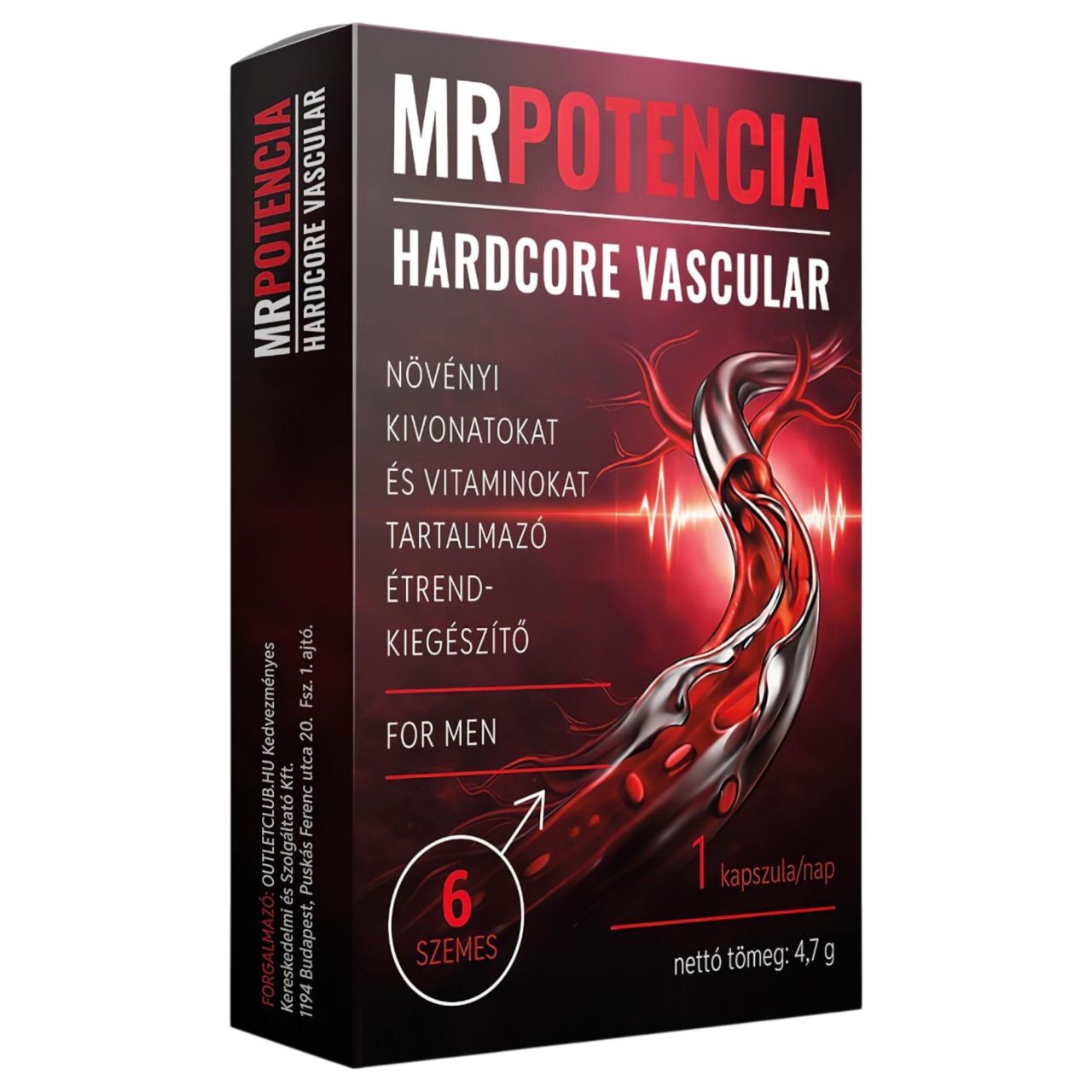 MrPotencia Hardcore Vascular - étrend kiegészítő kapszula férfiaknak (6 db)