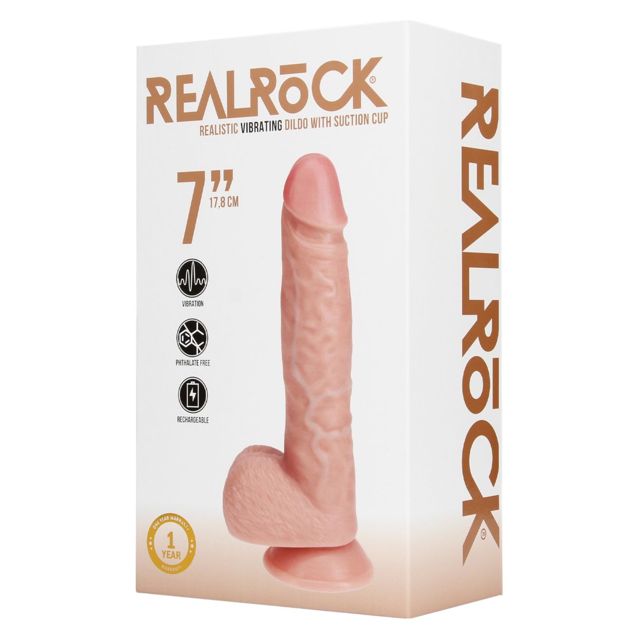 RealRock - tapadókorongos vibrátor (natúr, 18 cm)