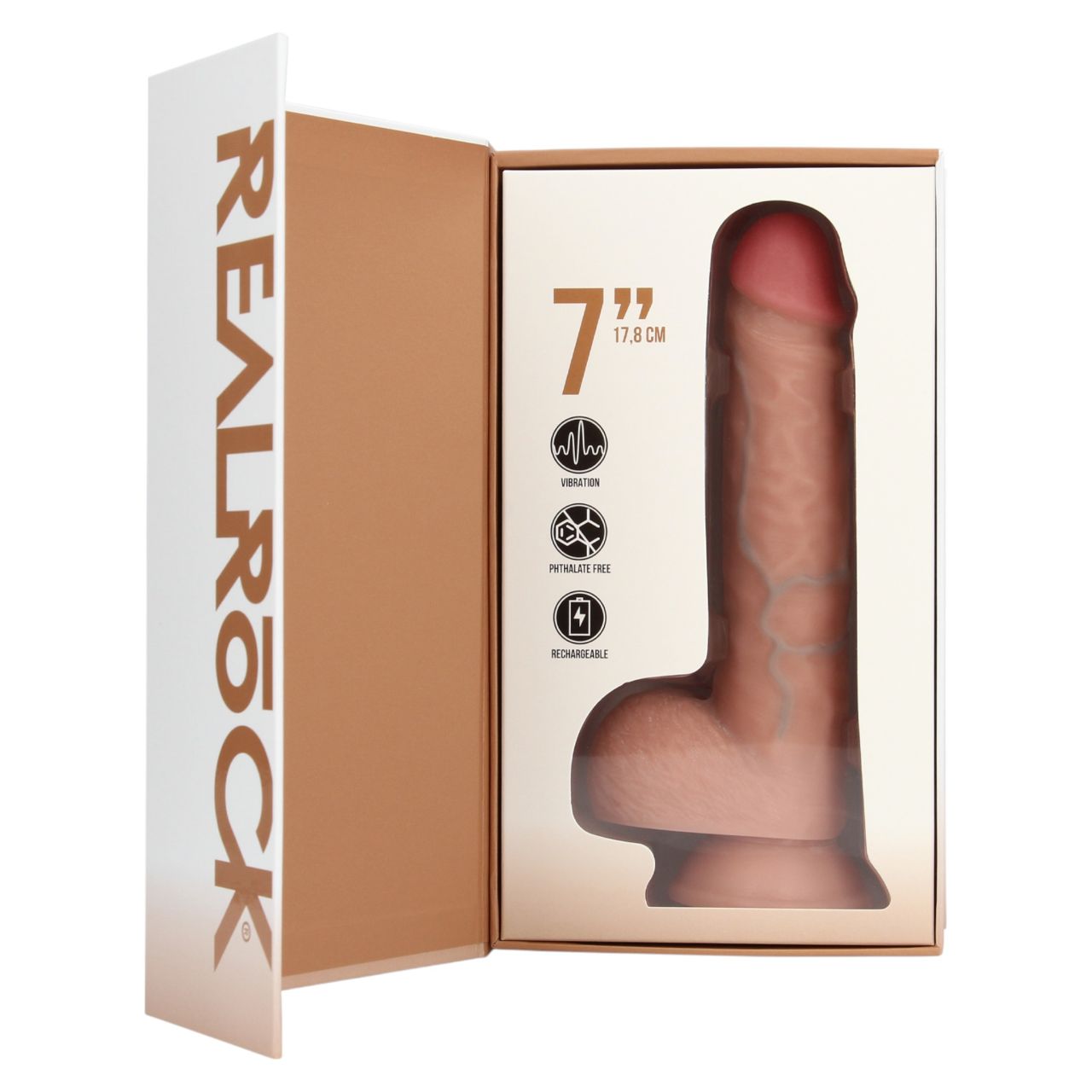 RealRock - tapadókorongos vibrátor (natúr, 18 cm)