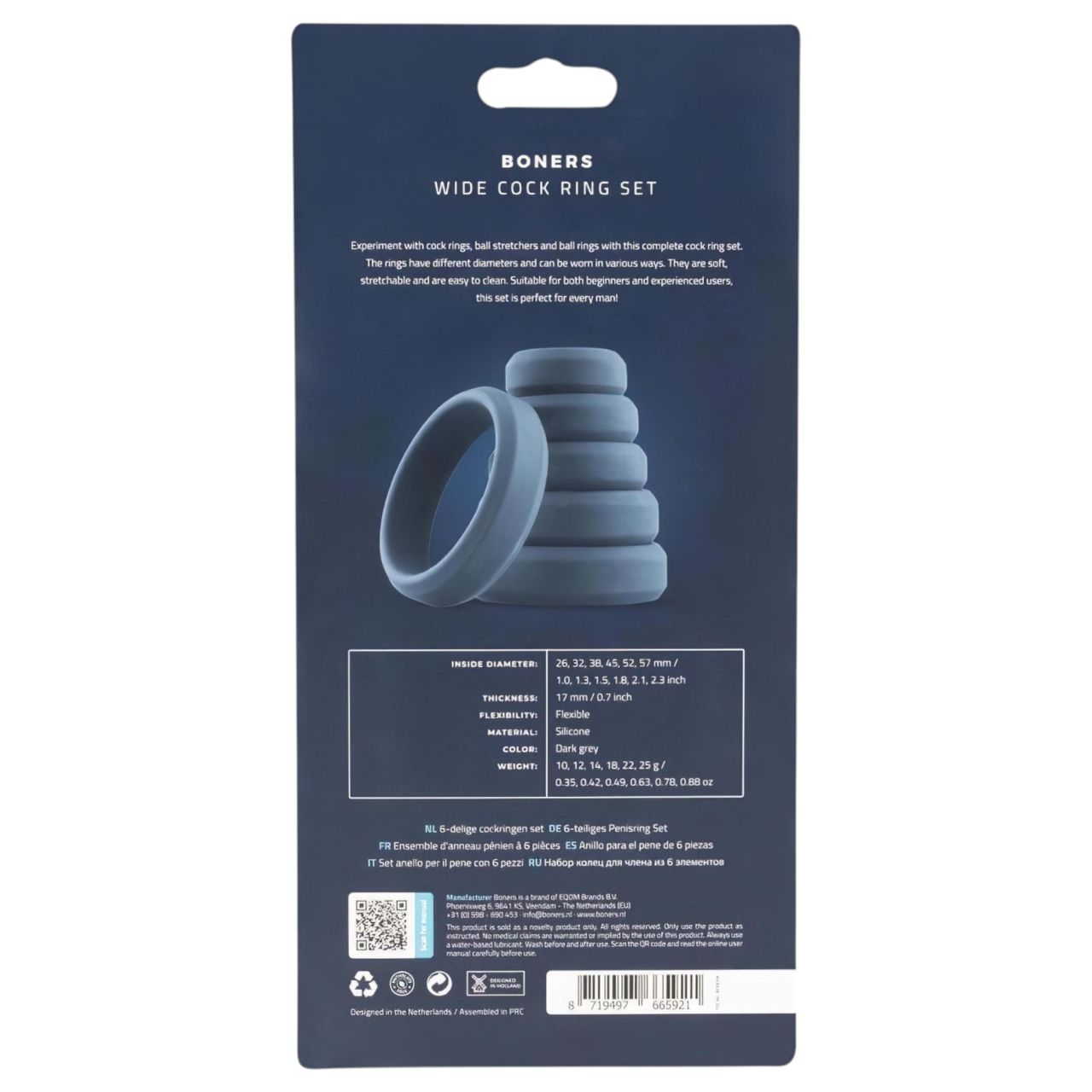 Boners - szilikon péniszgyűrű szett - 6 db (szürke) Boners - szilikon péniszgyűrű szett - 6 db (szürke)