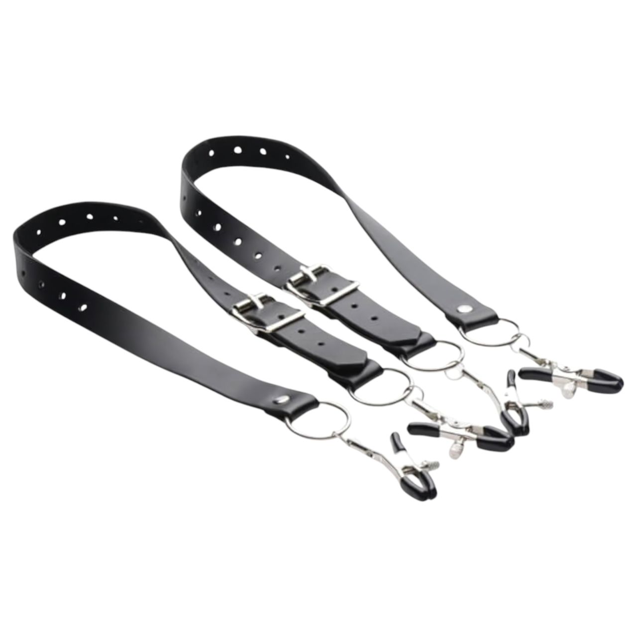 XR Brands - szeméremajak-széthúzó csipeszek (fekete)