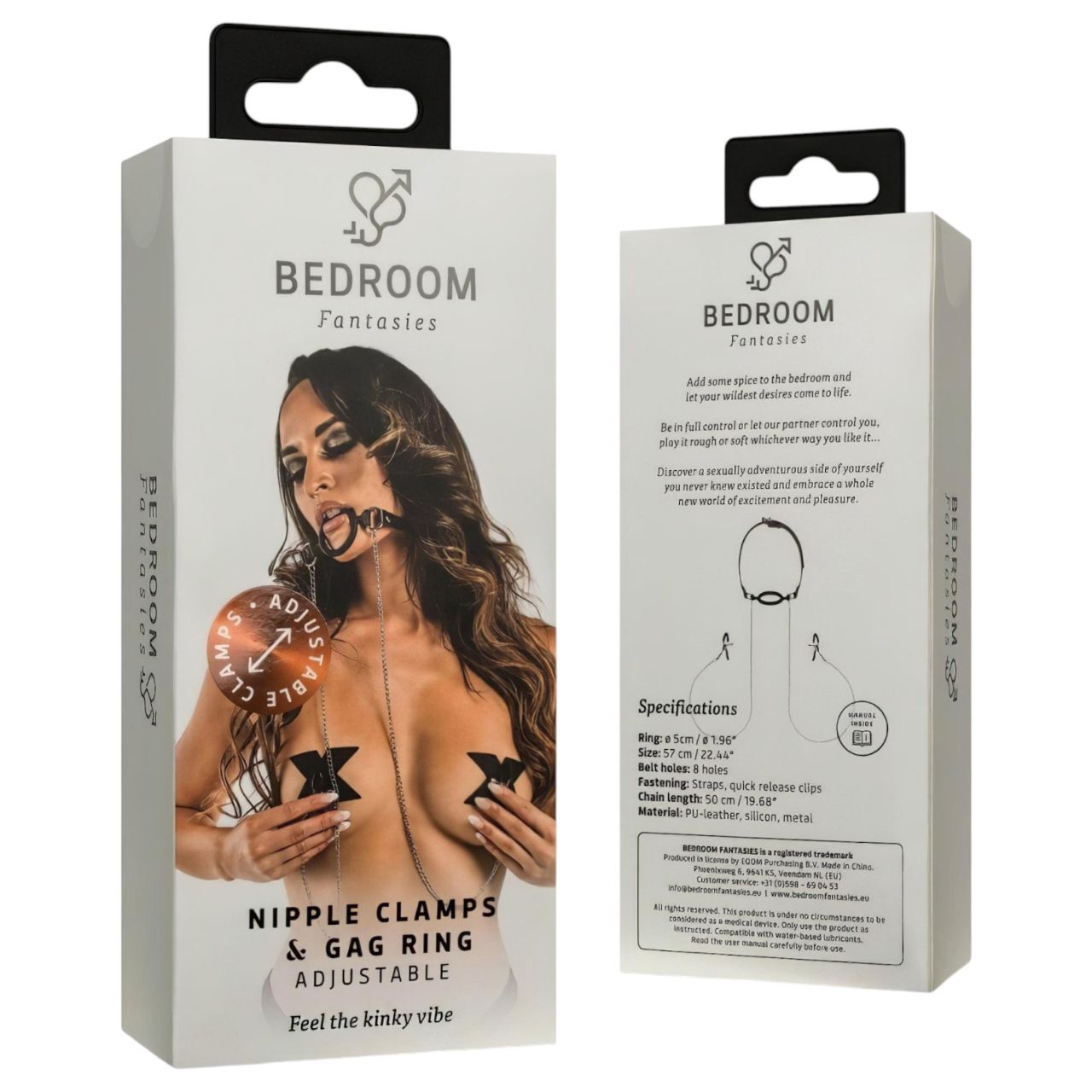 Bedroom Fantasies - szájpecek és bimbócsipesz (ezüst-fekete)