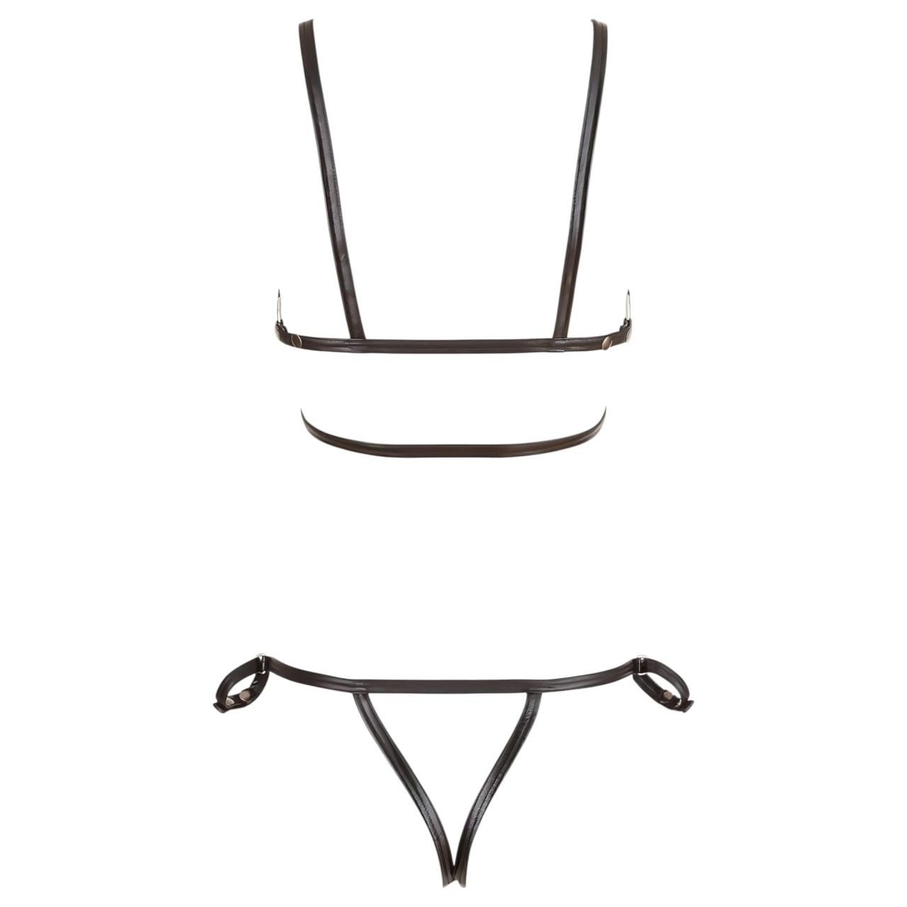/ Cottelli Bondage - fényes dísz testhám bikini (fekete)