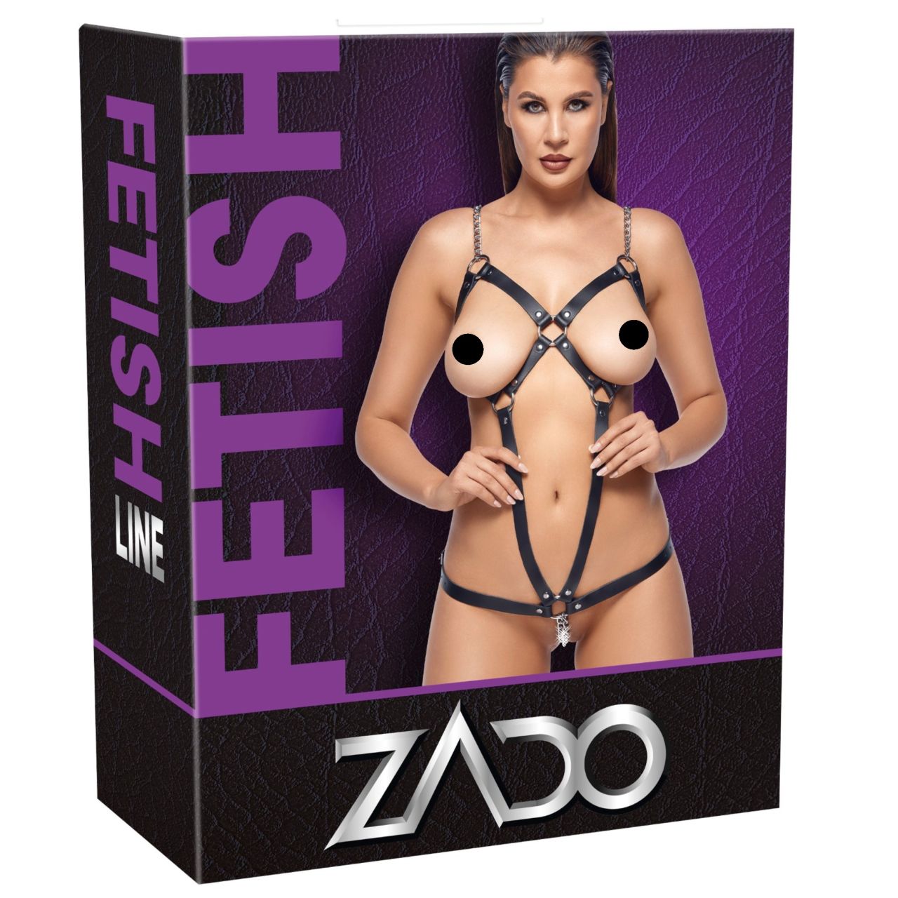 ZADO - láncos bőr testhám body (fekete, S-L) ZADO - láncos bőr testhám body (fekete, S-L)