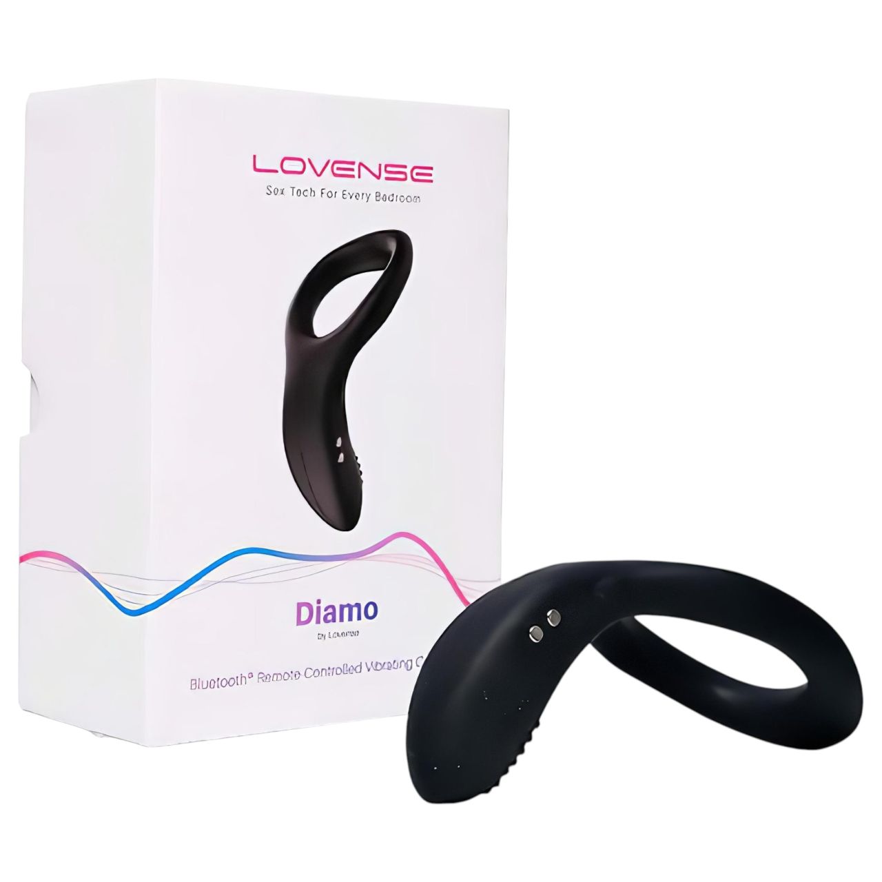 Lovense Diamo - App-vezérelt vibrációs péniszgyűrű, férfiaknak (fekete)
