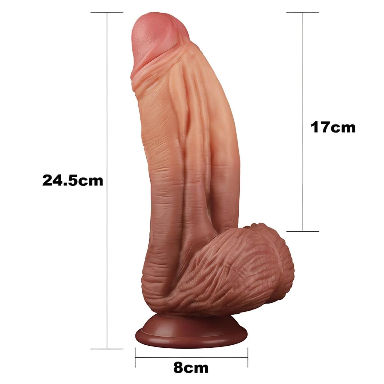 Lovetoy - kétrétegű élethű dildó - 26 cm (testszínű) Lovetoy - kétrétegű élethű dildó - 26 cm (testszínű)