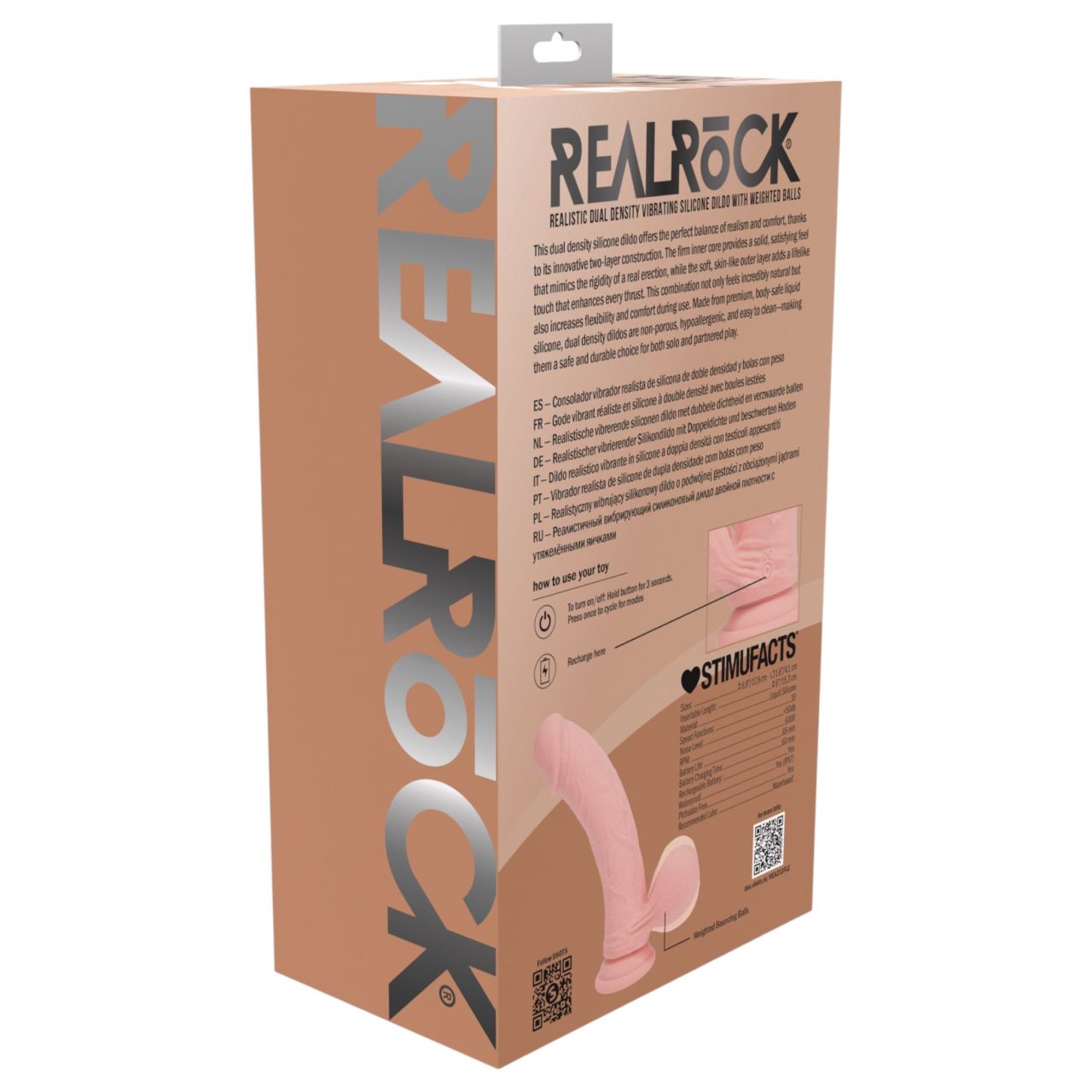 RealRock - dupla sűrűségű élethű vibrátor (testszínű) - 18 cm RealRock - dupla sűrűségű élethű vibrátor (testszínű) - 18 cm