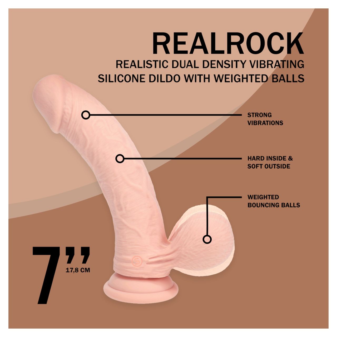 RealRock - dupla sűrűségű élethű vibrátor (testszínű) - 18 cm RealRock - dupla sűrűségű élethű vibrátor (testszínű) - 18 cm