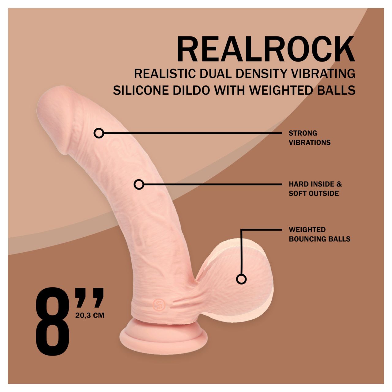 RealRock - dupla sűrűségű élethű vibrátor (testszínű) - 20 cm RealRock - dupla sűrűségű élethű vibrátor (testszínű) - 20 cm