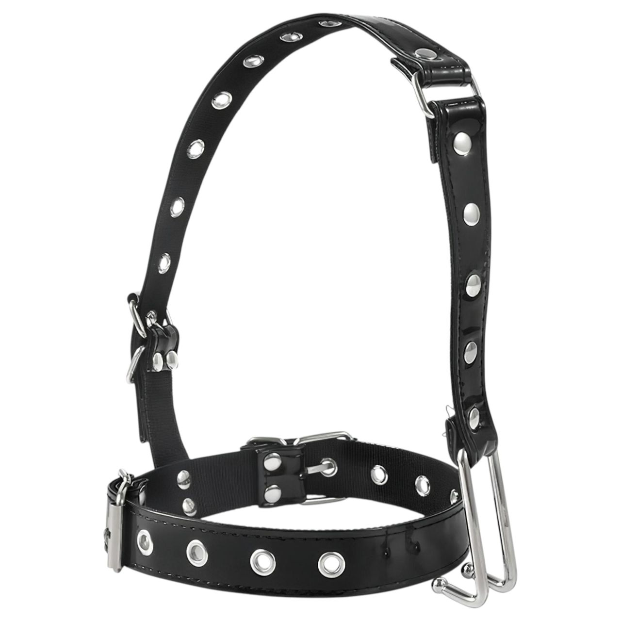 Latetobed - BDSM nyakörv orrkampóval, bondage kellék (fekete)