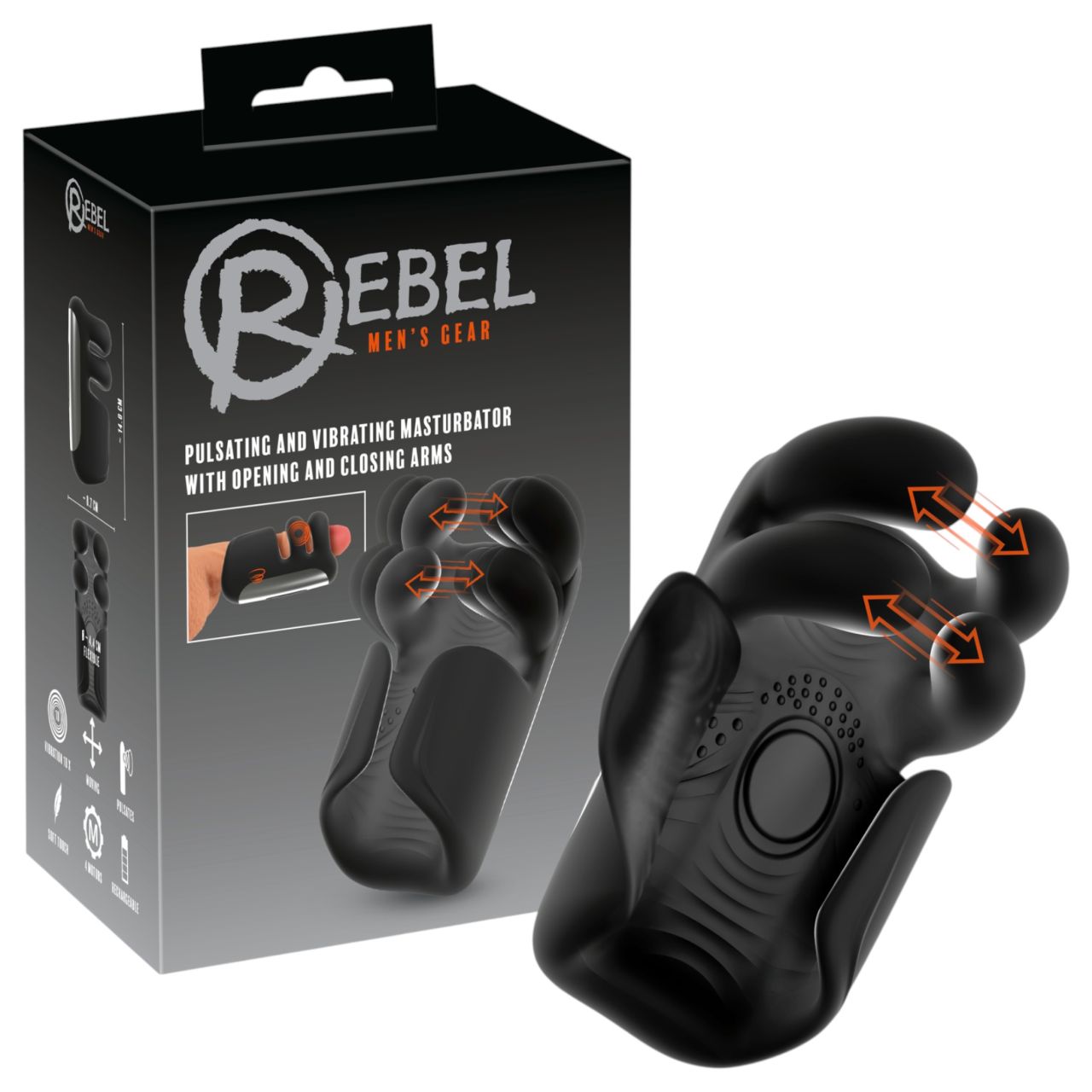 Rebel - lüktető, vibrációs maszturbátor (fekete)