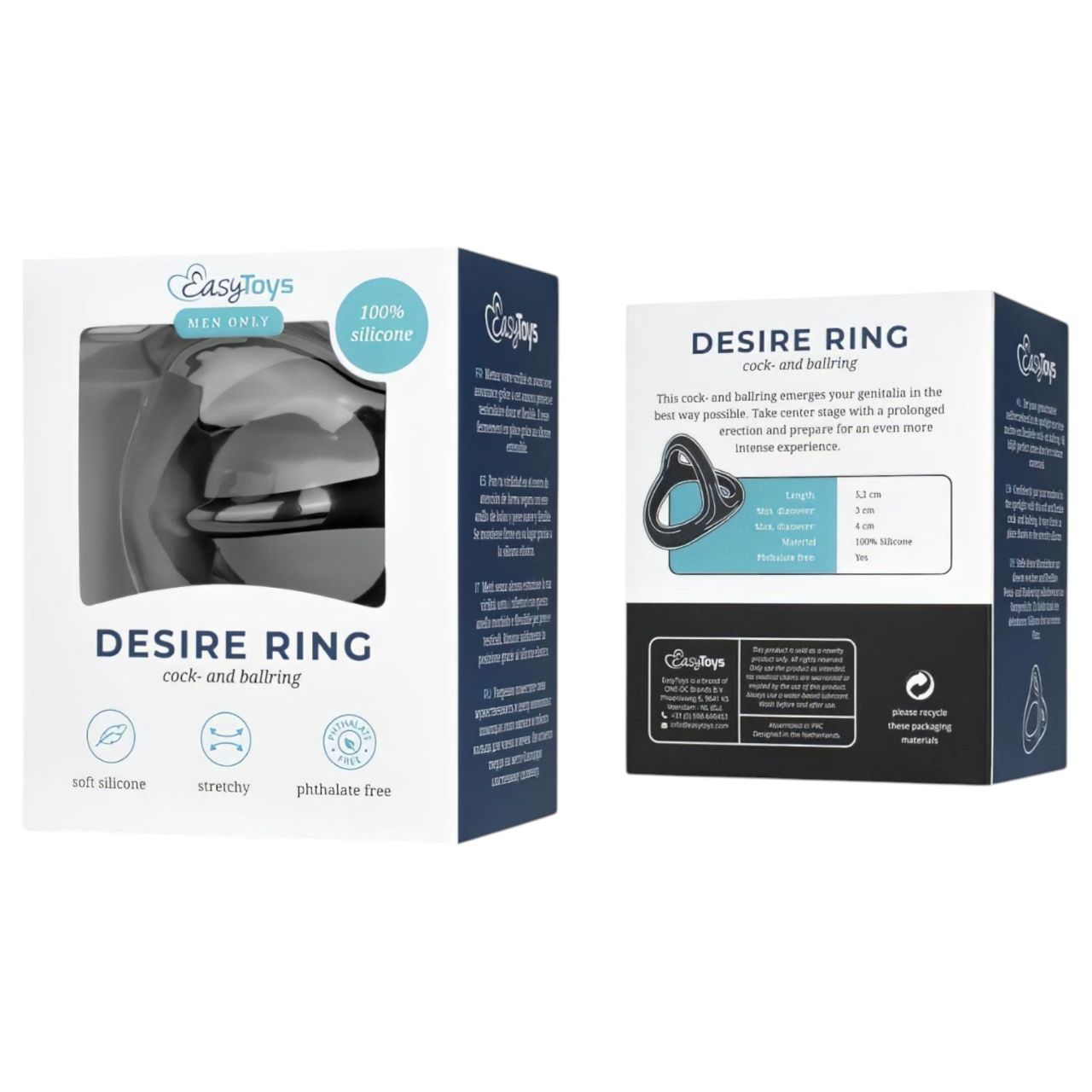 EasyToys Desire Ring - rugalmas pénisz- és heregyűrű (fekete)