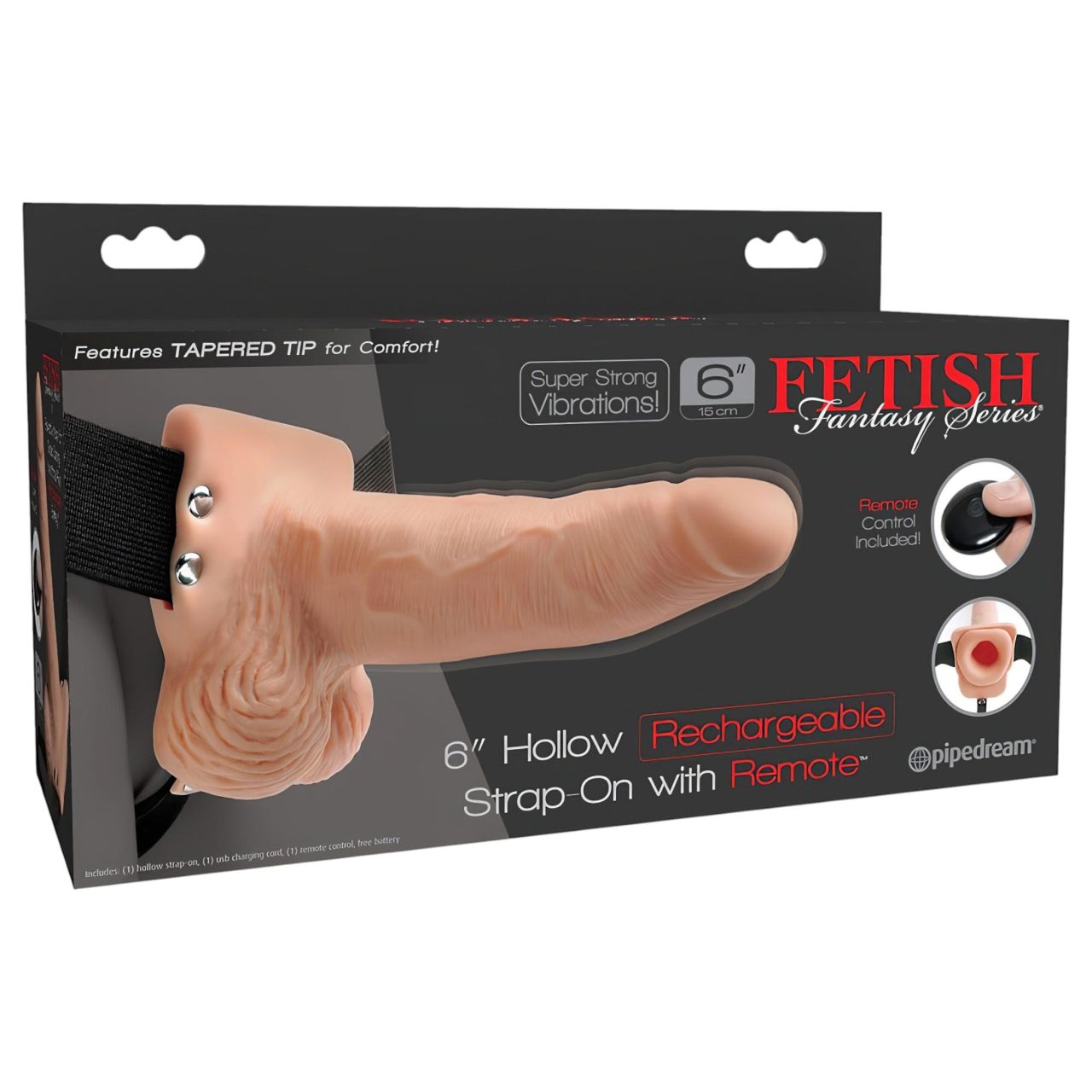Pipedream - Fetish Strap-On 6 - felcsatolható, üreges vibrátor (testszínű)
