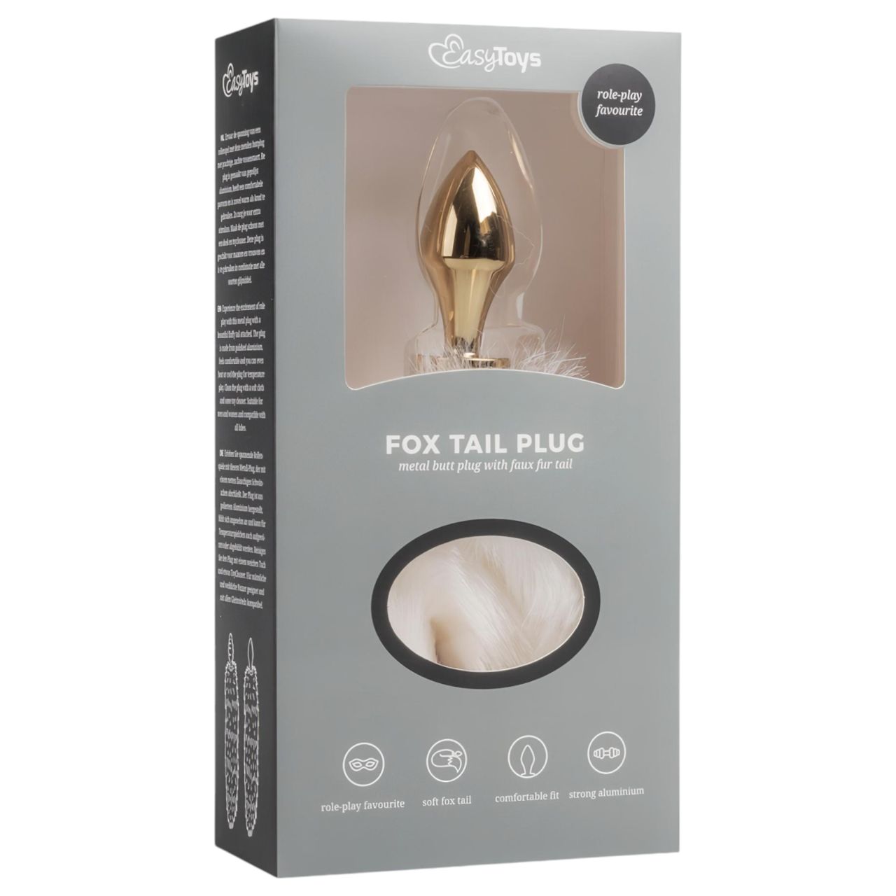 EasyToys Fox NO13 - fém butt plug rókafarokkal (arany-fehér) EasyToys Fox NO13 - fém butt plug rókafarokkal (arany-fehér)
