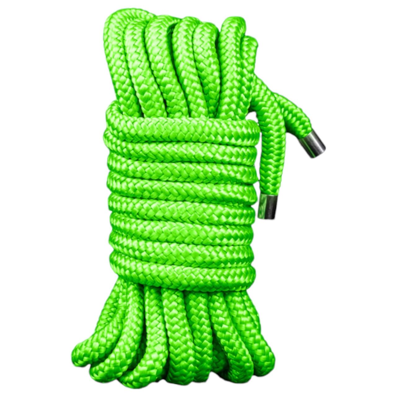 Ouch! - sötétben világító bondage kötél (10 m, zöld)