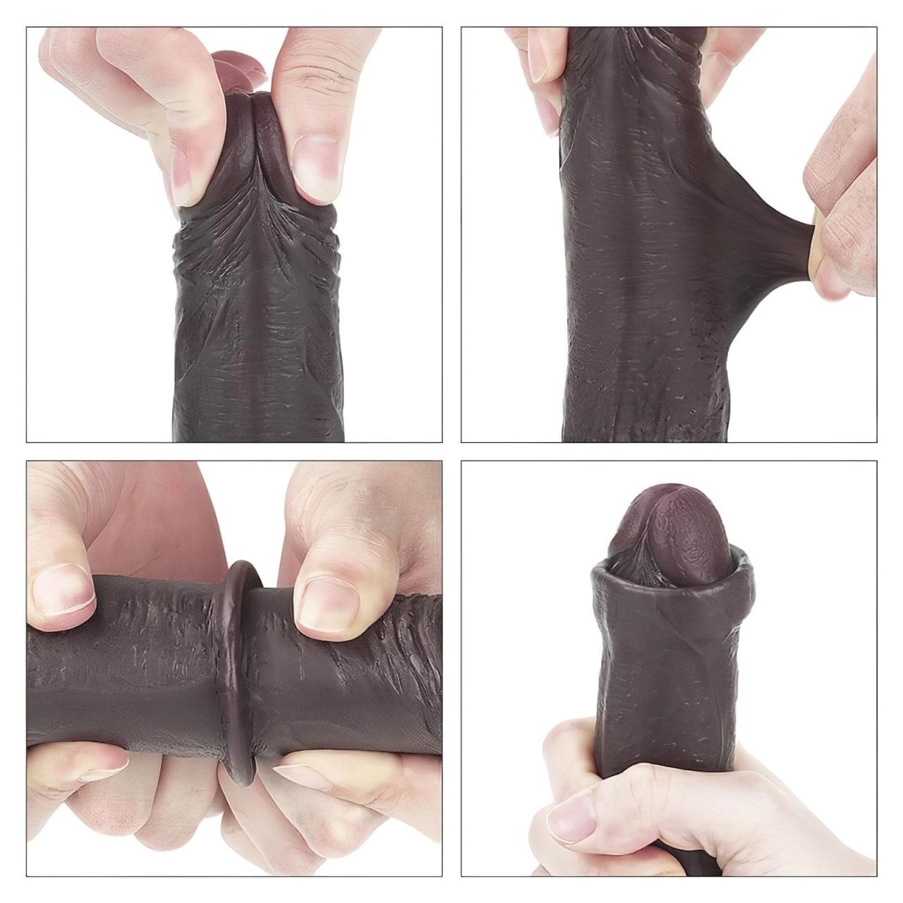 Lovetoy Sliding-Skin - kétrétegű dildó - 18 cm (barna)