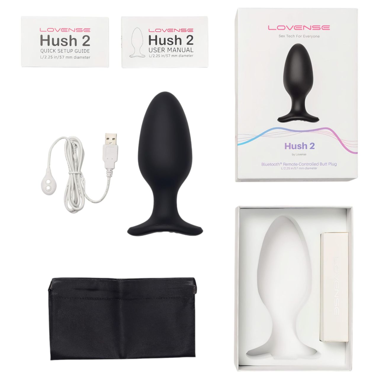 LOVENSE Hush 2 L - akkus kis anál vibrátor (57 mm, fekete)
