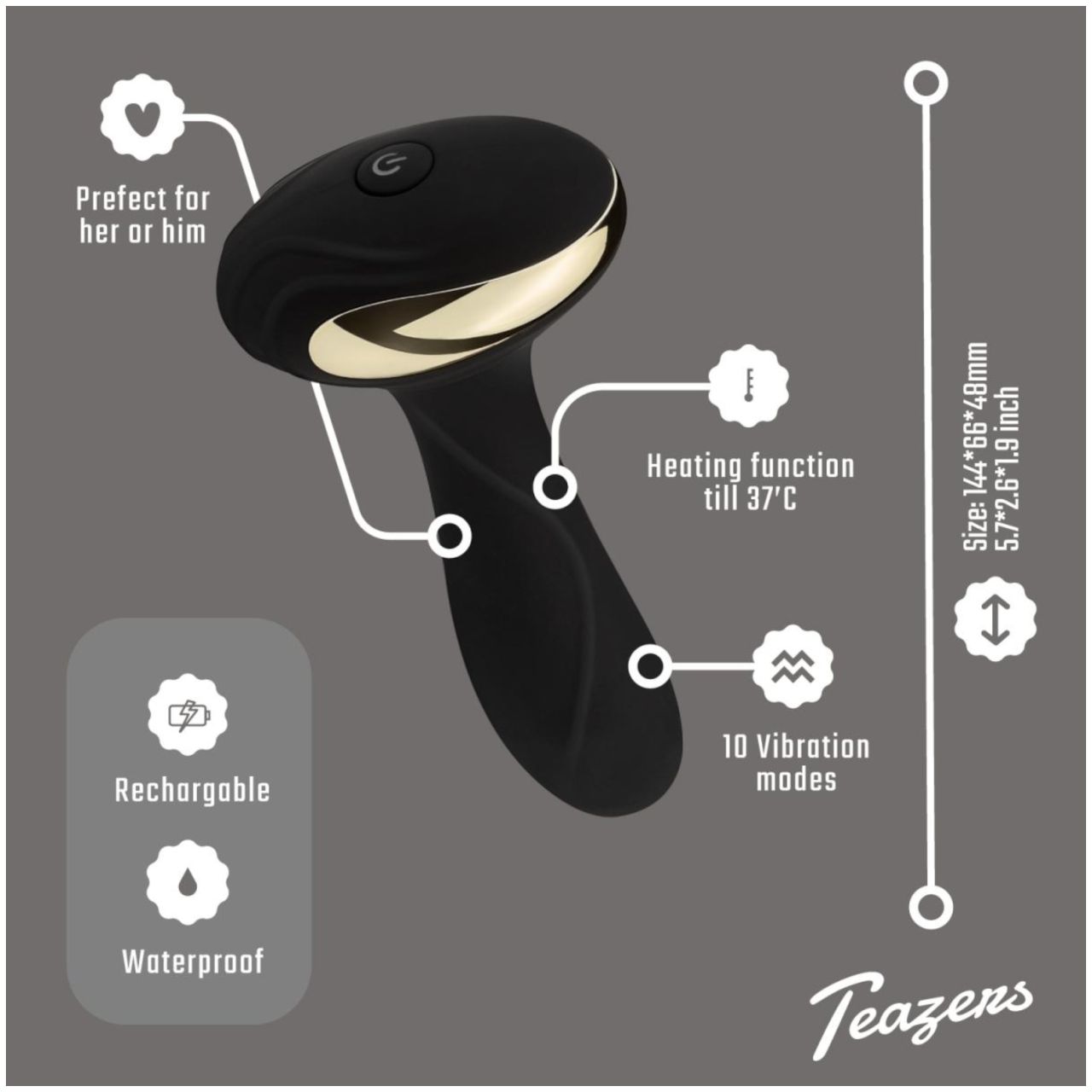 Teazers - fűthető anális vibrátor és prosztata stimulátor (fekete) Teazers - fűthető anális vibrátor és prosztata stimulátor (fekete)