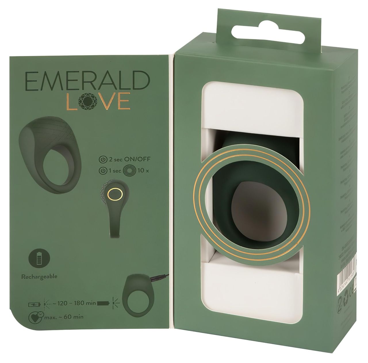 Emerald Love - akkus, vízálló vibrációs péniszgyűrű (zöld) Emerald Love - akkus, vízálló vibrációs péniszgyűrű (zöld)