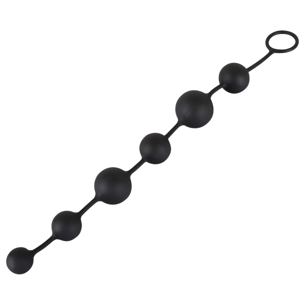 Black Velvets - 7 gyöngyös anal beads kihúzó gyűrűvel (fekete)