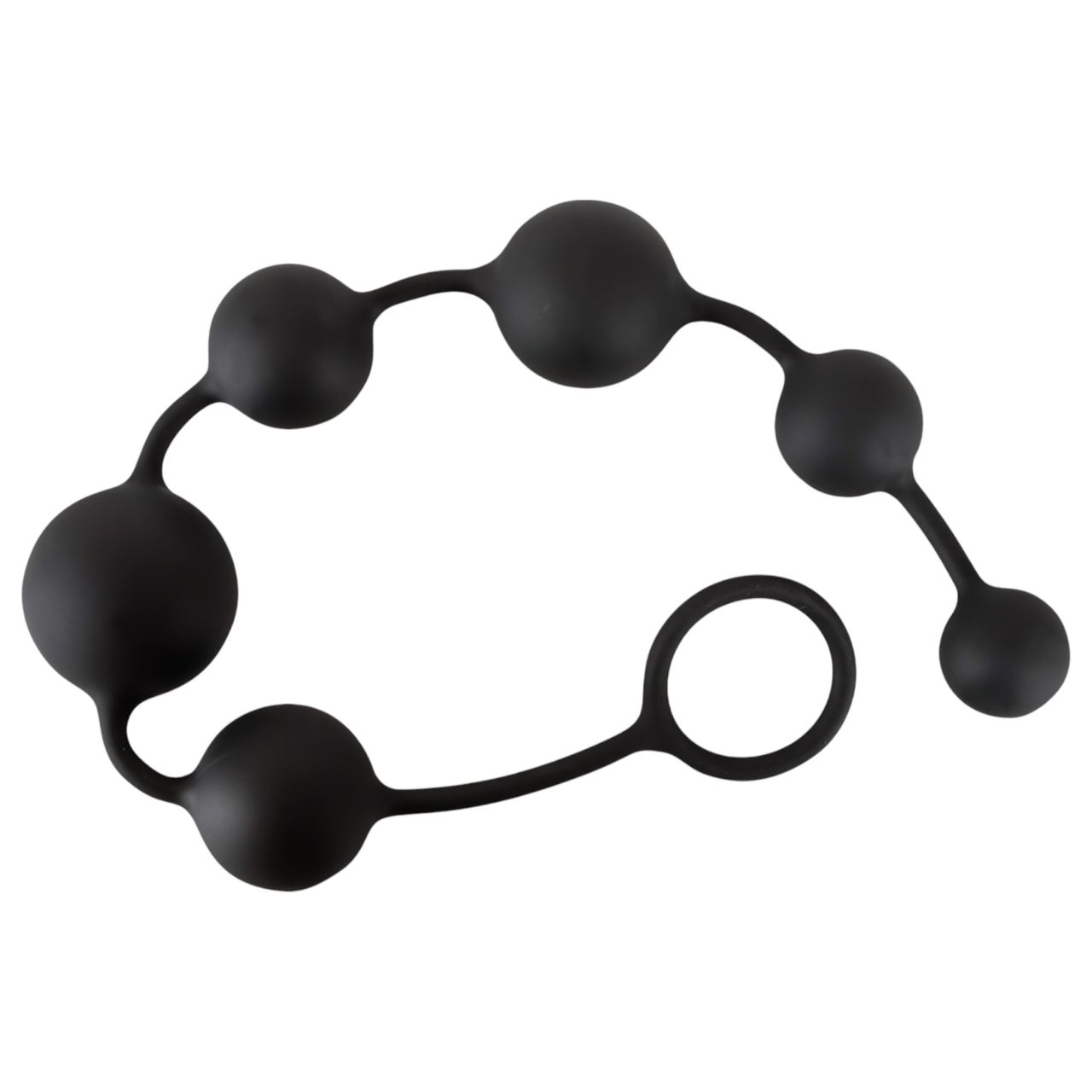 Black Velvets - 7 gyöngyös anal beads kihúzó gyűrűvel (fekete)