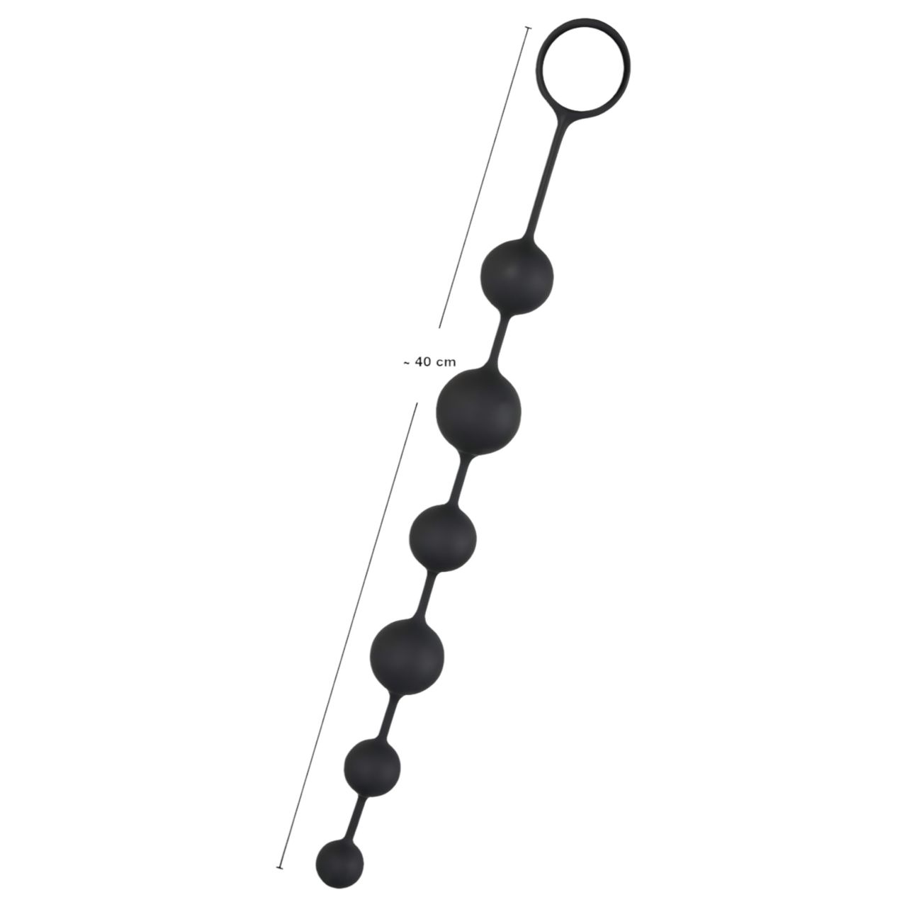 Black Velvets - 7 gyöngyös anal beads kihúzó gyűrűvel (fekete)