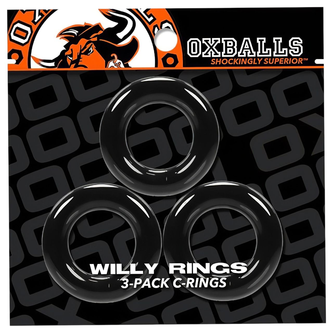 OXBALLS - fekete TPR péniszgyűrű szett (3 db)