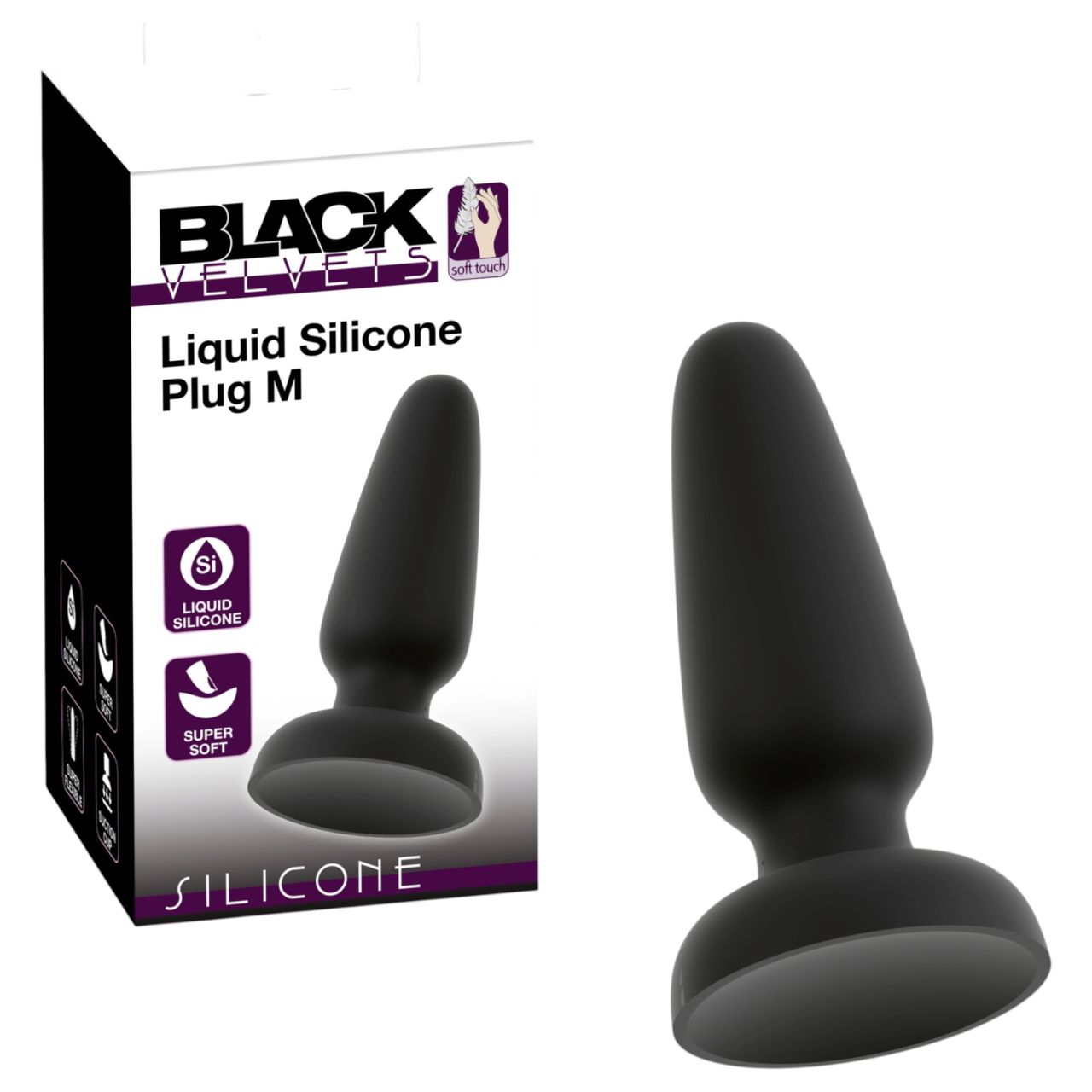 Black Velvets - tapadókorongos szilikon anál plug (fekete) - M