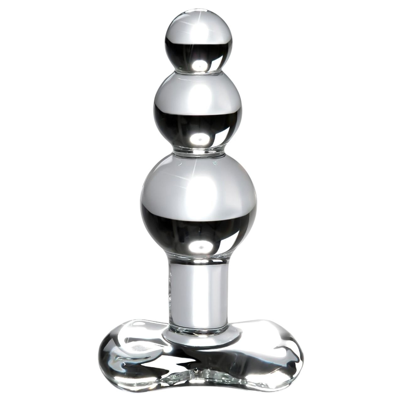 Icicles No. 47 - tripla gyöngyös, üveg anál plug (átlátszó)