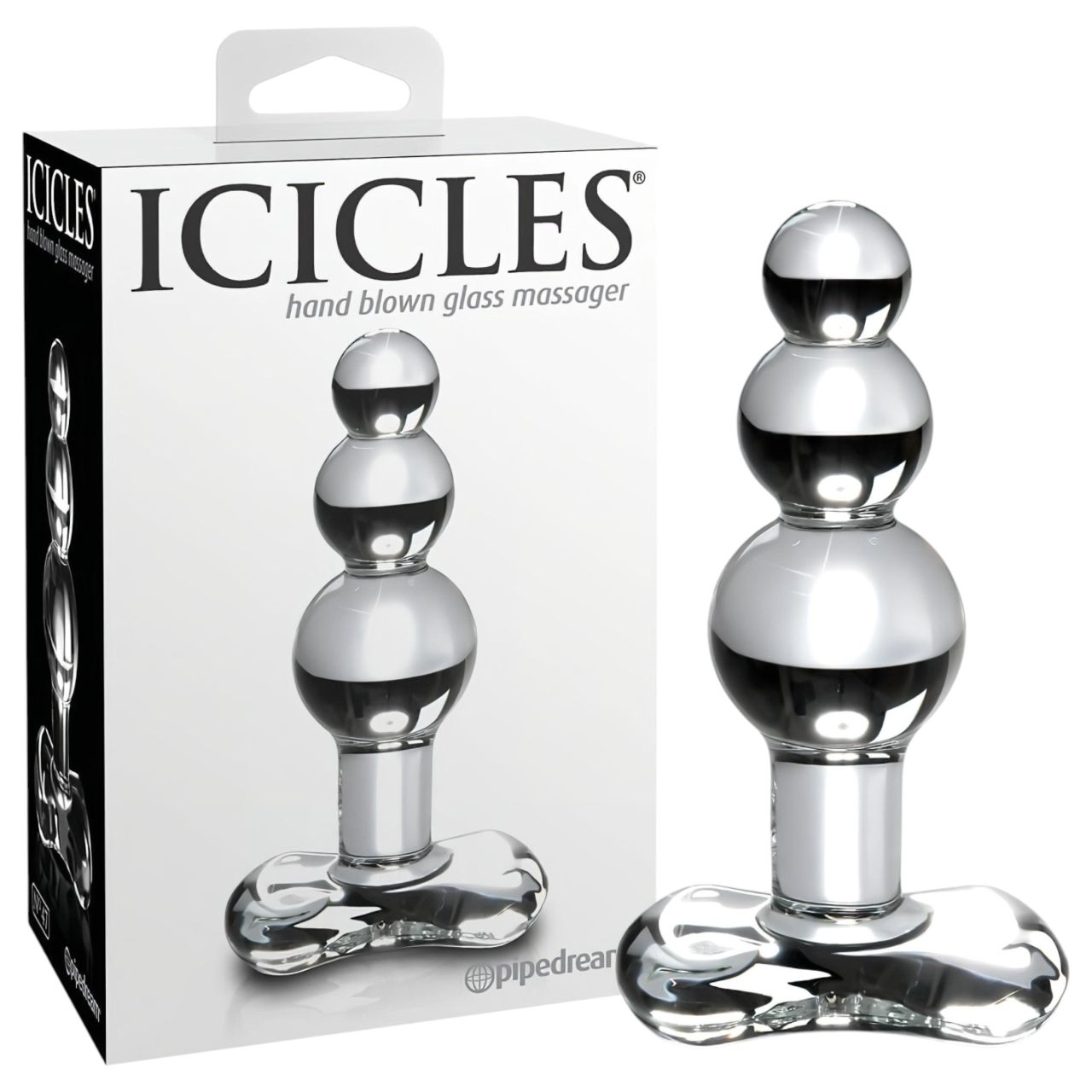 Icicles No. 47 - tripla gyöngyös, üveg anál plug (átlátszó)