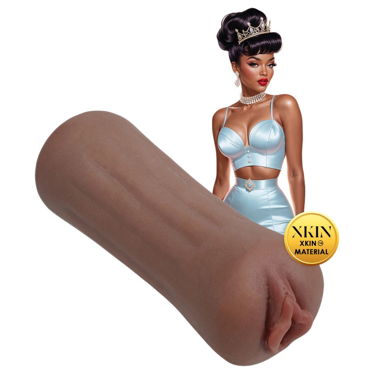 XKIN Beauty Queen Lulu - élethű műpunci maszturbátor (sötét testszínű)