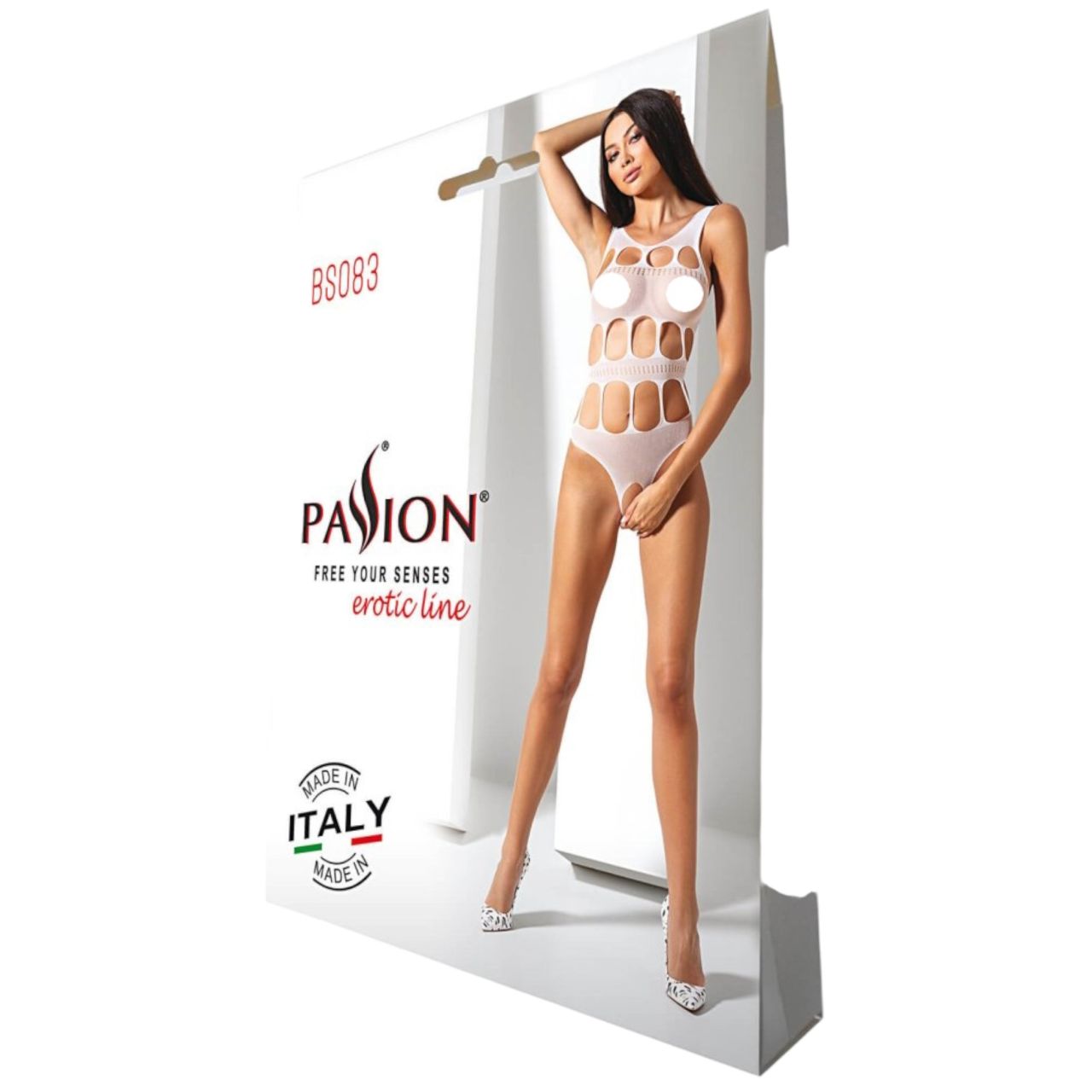 Passion BS083 - lyukacsos, nyitott, fehér body (S-L)