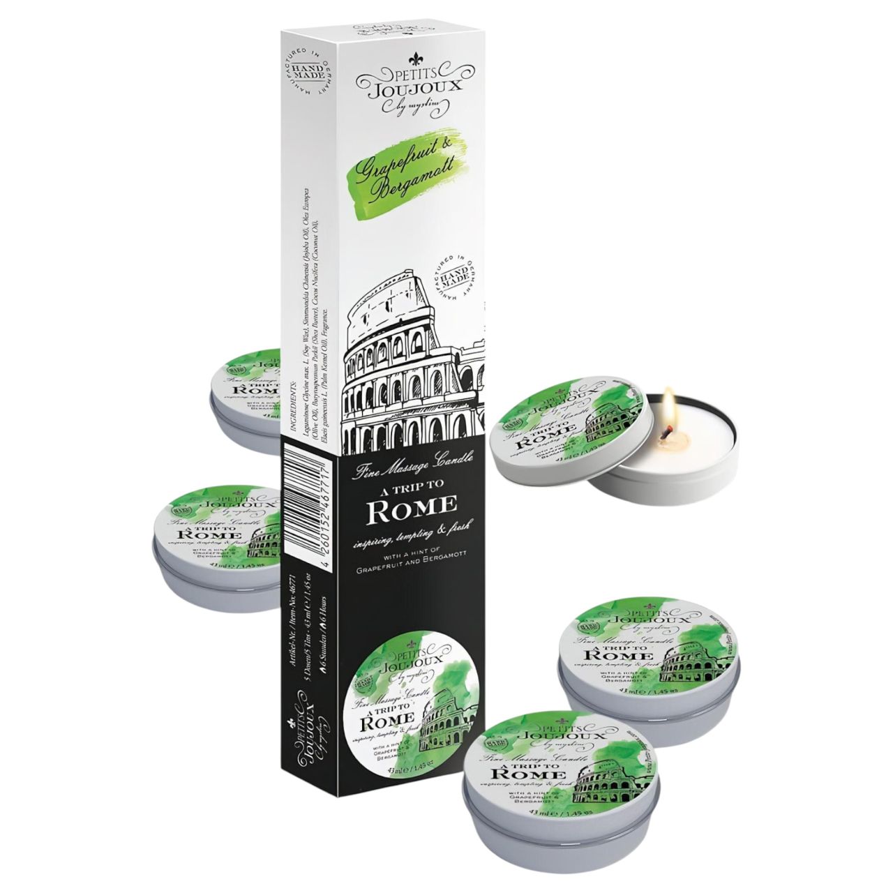Petits Joujoux Rome masszázsgyertya - grapefruit-bergamot 5 × 43 ml