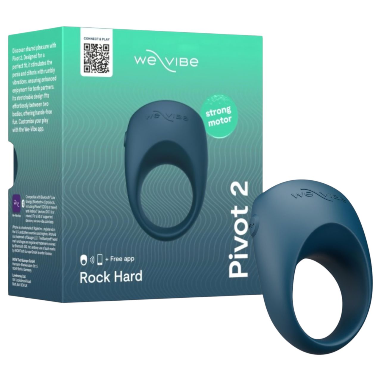 We-Vibe Pivot 2 - App-vezérelt vibrációs péniszgyűrű, férfiaknak (kék)