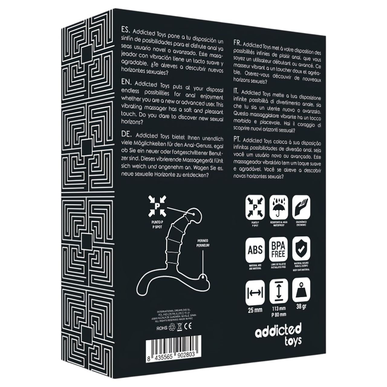 Addicted Toys - prosztata- és gátmasszírozó (fekete) - 11,3 cm